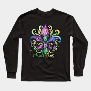 Fleur De Lis Mardi Gras Beads Long Sleeve T-Shirt